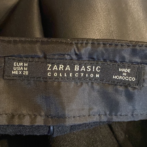 ZARA faux leather midi skirt with houndstooth stripes Size Medium - Picture 5 of 12